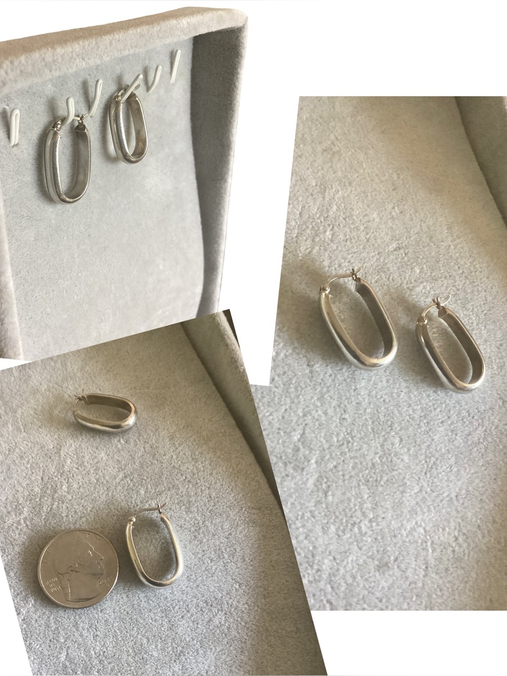 🌺 Vintage Sterling Silver Oval Hoop Earrings Stamped .925